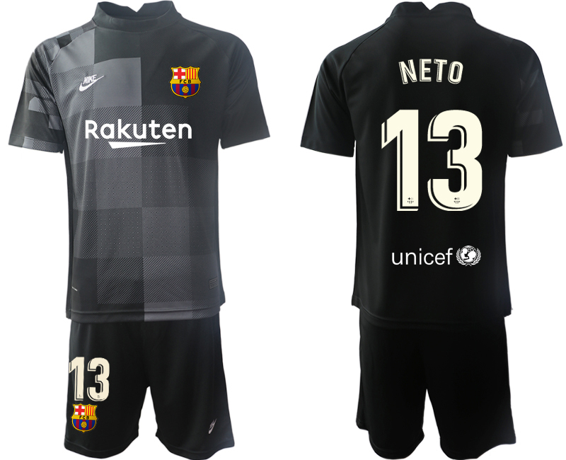 Men 2021-2022 Club Barcelona black goalkeeper #13 Soccer Jersey->barcelona jersey->Soccer Club Jersey